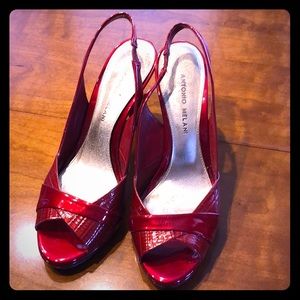 Antonio Melani Red Patent Leather Sling Backs